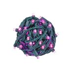 Commercial Grade Wide Angle 50 LED Pink 25' Long on Green Wire