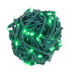 Commercial Grade Wide Angle 100 LED Green 34' Long on Green Wire