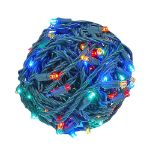Commercial Grade Wide Angle 100 LED Multi 34' Long on Green Wire