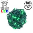 Coaxial 100 LED Green 4" Spacing Green Wire