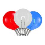 Red/White/Blue G50 U-Shaped LED Glass Flex Filament Replacement Bulbs 25 Pack