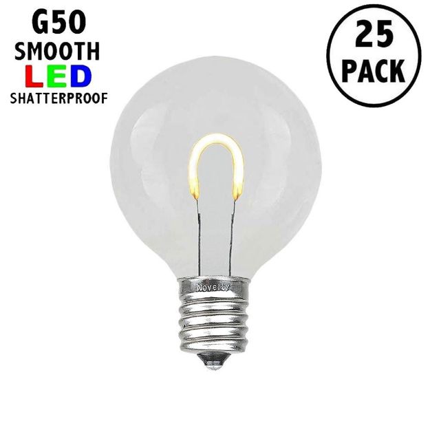 Warm White G50 U-Shaped LED Plastic Flex Filament Replacement Bulbs 25 Pack