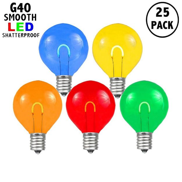Multi Colored G40 U-Shaped LED Plastic Flex Filament Replacement Bulbs 25 Pack