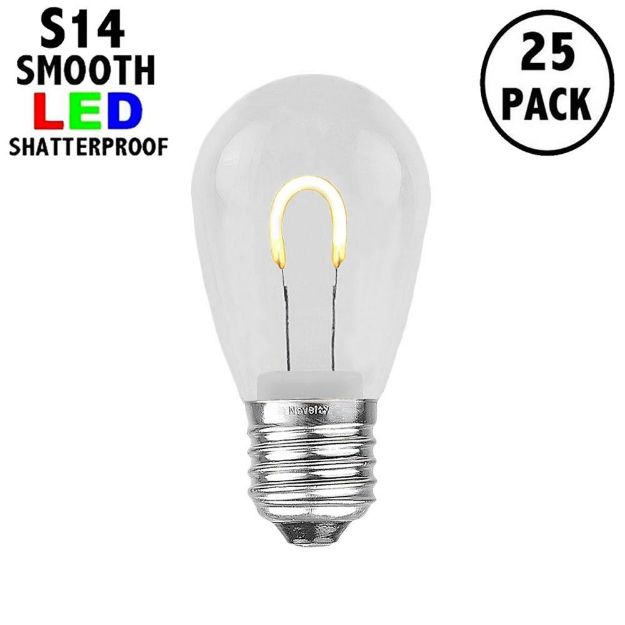 Warm White S14 U-Shaped LED Plastic Flex Filament Replacement Bulbs 25 Pack
