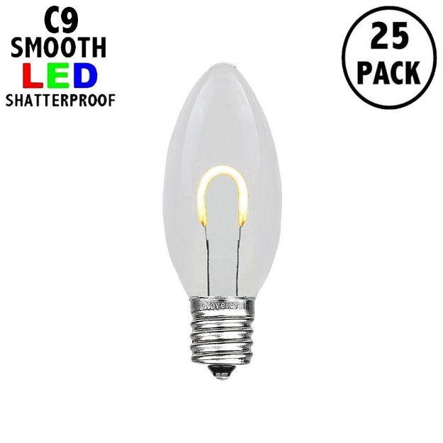 Warm White C9 U-Shaped LED Plastic Flex Filament Replacement Bulbs 25 Pack 