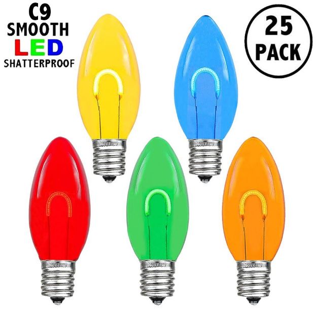 Multi C9 U-Shaped LED Plastic Flex Filament Replacement Bulbs 25 Pack 