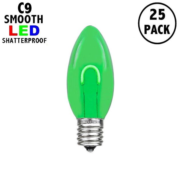Green C9 U-Shaped LED Plastic Flex Filament Replacement Bulbs 25 Pack 
