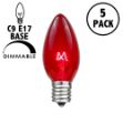 Red Transparent C9 7 Watt Replacement Bulbs 5 Pack