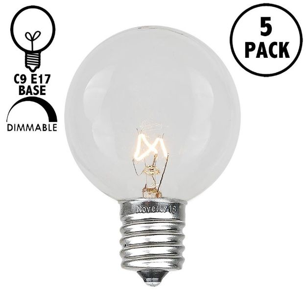 5 Pack Clear G50 7 Watt Replacement Bulbs