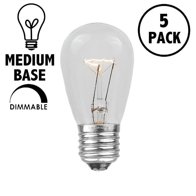 5 Pack of Clear S14 11 Watt Bulbs Medium Base e26 