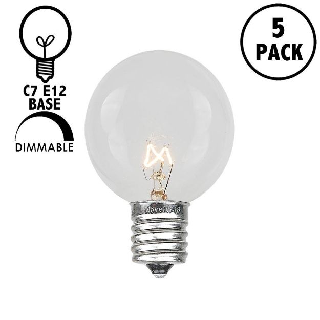 5 Pack Clear G30 5 Watt Replacement Bulbs