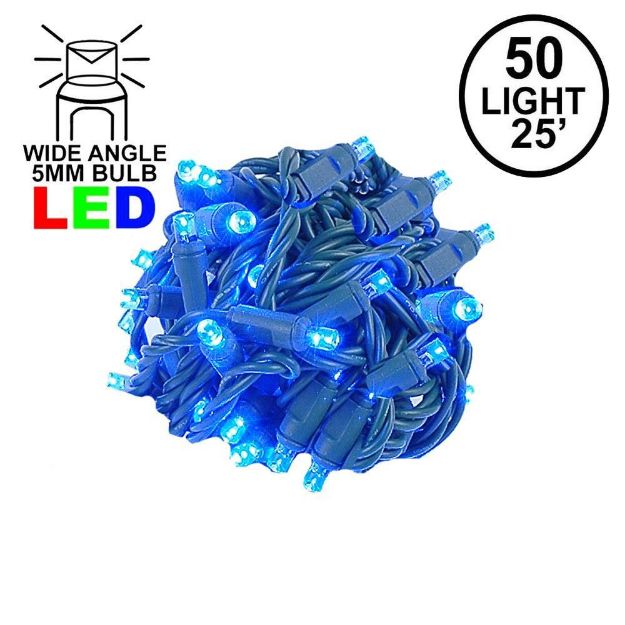 Coaxial 50 LED Blue 6" Spacing Green Wire