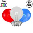 Red/White/Blue G40 U-Shaped LED Plastic Flex Filament Replacement Bulbs 25 Pack