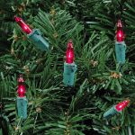 Pink 50 Light 11' Long Green Wire Christmas Mini Lights