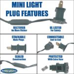 Blue and White 70 LED C6 Strawberry Mini Lights Commercial Grade Green Wire