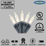 Black Wire Clear Christmas Mini Lights 100 Light 34 Feet Long