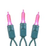 35 Light Traditional T5 Pink LED Mini Lights Green Wire