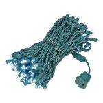 Commercial Grade Wide Angle 100 LED Pure White 50' Long on Green Wire