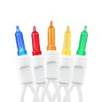 35 Light Traditional T5 Multi LED Mini Lights White Wire