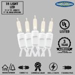 35 Light Traditional T5 Multi LED Mini Lights White Wire