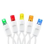 Commercial Grade Wide Angle 50 LED Multi 25' Long on White Wire