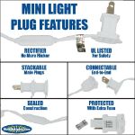 Commercial Grade Wide Angle 50 LED Pure White 25' Long on White Wire