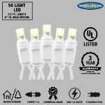 Commercial Grade Wide Angle 50 LED Pure White 25' Long on White Wire