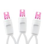 50 LED Pink LED Christmas Lights 11' Long on White Wire