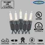 70 Light Traditional T5 Warm White LED Mini Lights Black Wire