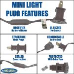 70 Light Traditional T5 Warm White LED Mini Lights Brown Wire