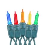 70 Light Traditional T5 Multi LED Mini Lights Green Wire