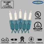 70 Light Traditional T5 Pure White LED Mini Lights Green Wire