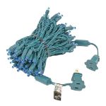 Commercial Grade Wide Angle 100 LED Blue 34' Long on Green Wire