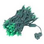Commercial Grade Wide Angle 100 LED Green 34' Long on Green Wire