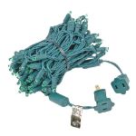 Commercial Grade Wide Angle 100 LED Green 34' Long on Green Wire