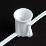C9 25 Light String Set with Ceramic Blue Bulbs on White Wire