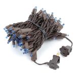 Commercial Grade Wide Angle 100 LED Blue 34' Long on Brown Wire