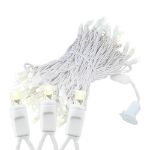 Commercial Grade Wide Angle 100 LED Warm White 50' Long on White Wire