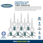 Traditional Clear Bubble Light Set with Silver Glitter