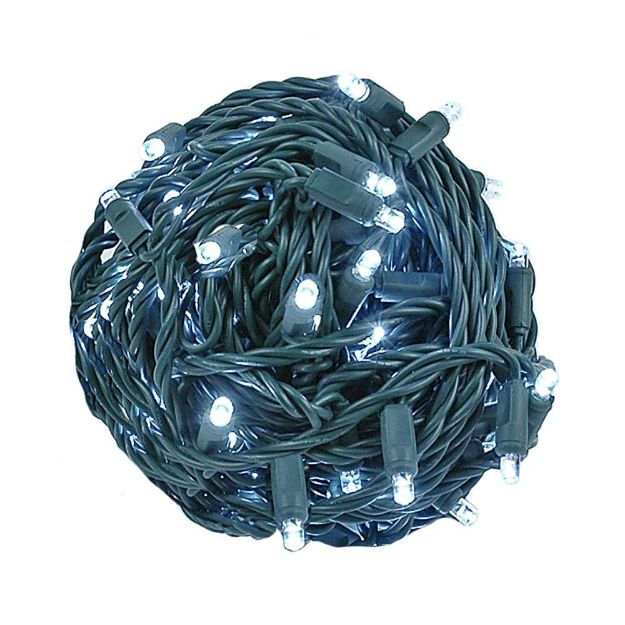 Commercial Grade Wide Angle 100 LED Warm White 34' Long on Green Wire