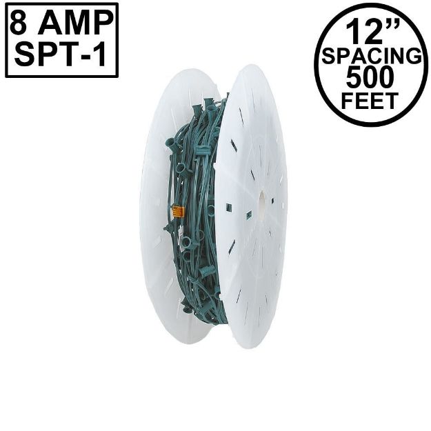 Novelty Lights C9 500' Spool 12" Spacing 8 Amp Green Wire
