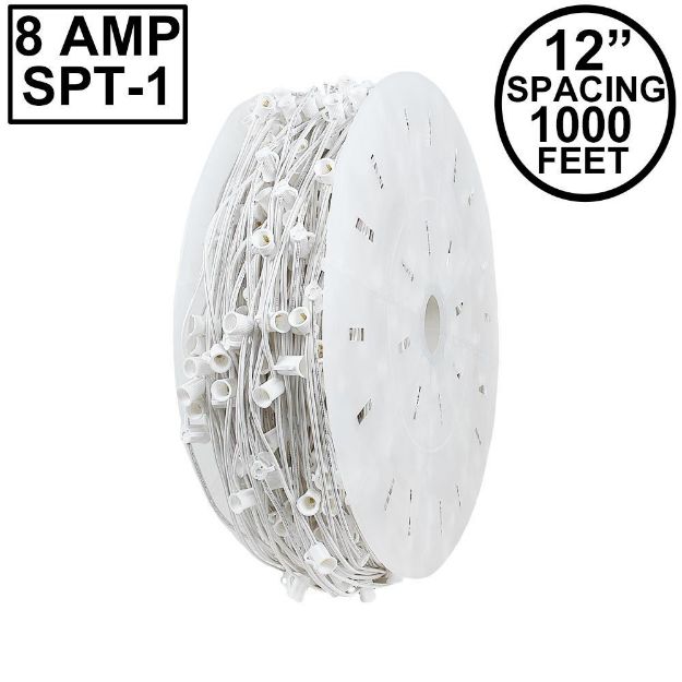 Novelty Lights C9 1000' Spool 12" Spacing 8 Amp White Wire