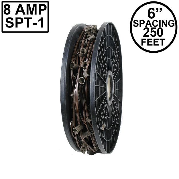 Novelty Lights C9 250' Spool 6" Spacing 8 Amp Brown Wire