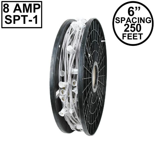 Novelty Lights C9 250' Spool 6" Spacing 8 Amp White Wire