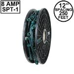 Novelty Lights C9 250' Spool 12" Spacing 8 Amp Green Wire