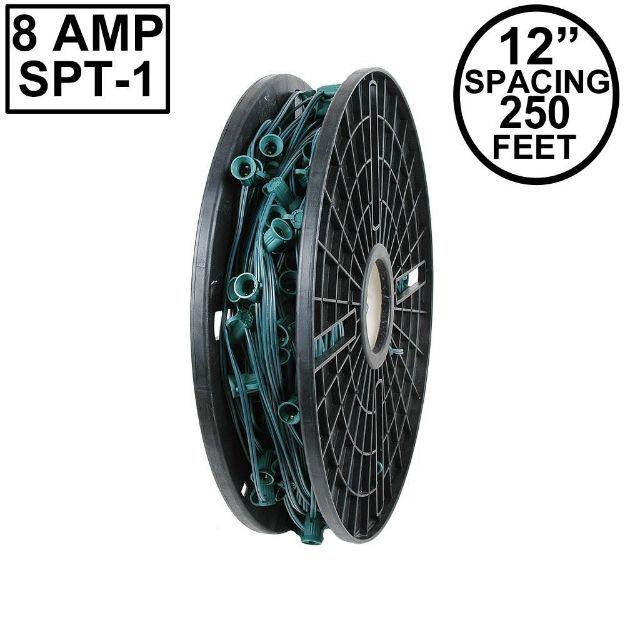 Novelty Lights C7 250 ft Spool  12" Spacing  8 Amp Green Wire