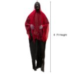 Occasions 6ft Tall Hanging Grim Reaper with Projection Face - Halloween Decoration
