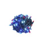 Commercial Grade Wide Angle 100 LED Red White Blue 50' Long on Green Wire