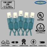 Commercial Grade Wide Angle 100 LED Teal 34' Long on Green Wire