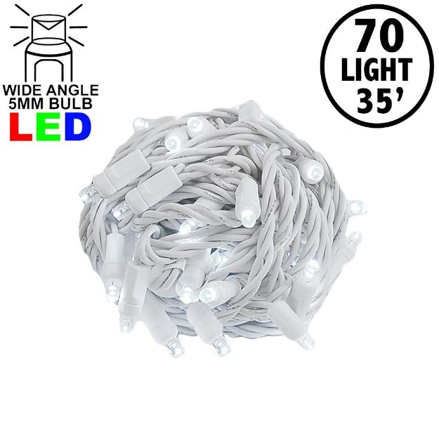 Commercial Grade Wide Angle 70 LED Pure White 35.5' Long on White Wire
